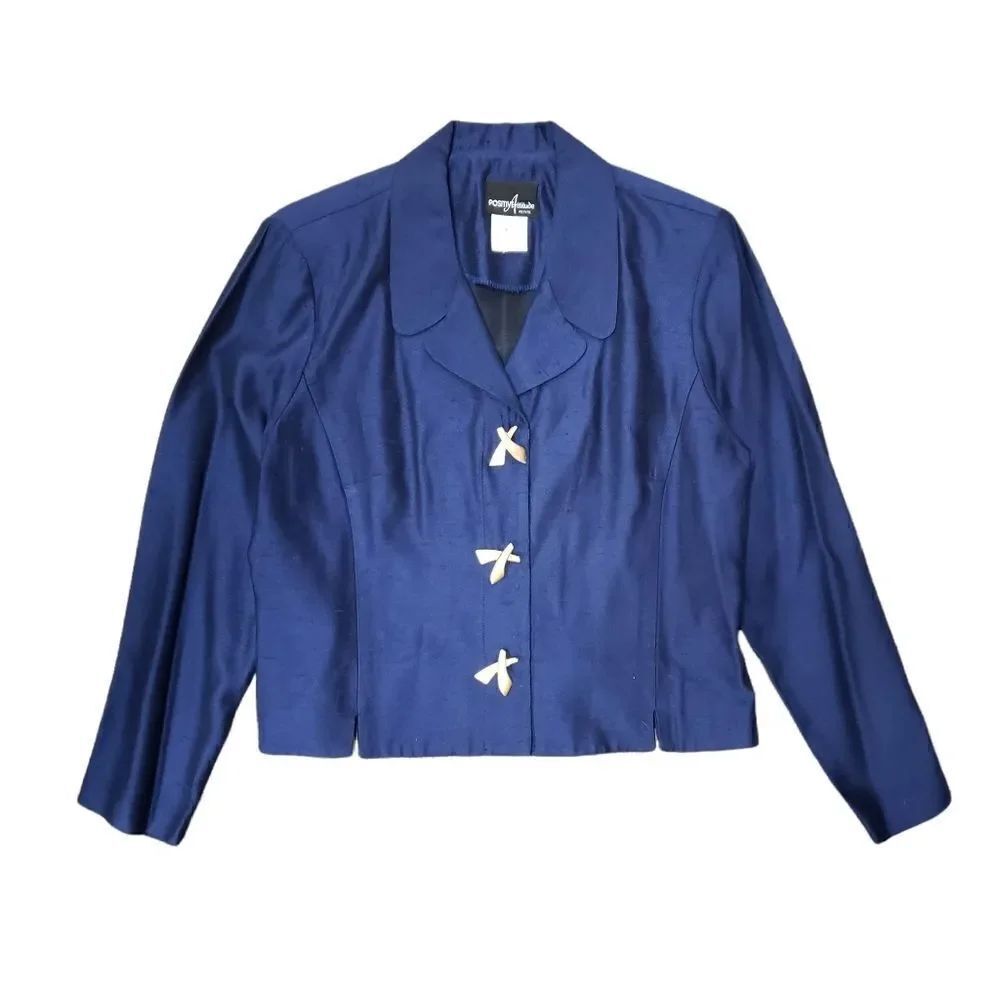 Positive Attitude Petite Vintage Navy Crop Blazer Sz LP